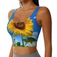 thumbnail image 2 of KLL Blue Sky Sunflower for Workout Tank Tops for Women,U Back Fitness Top Built in Shelf Bras Padded Fit for Yoga Gym-Large, 2 of 8