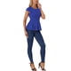 thumbnail image 2 of INSPIRAR CHIC Blusas de Peplum para Mujeres con Mangas Cortas y Cuello Redondo en Color Sólido XL Azul Real, 2 of 6