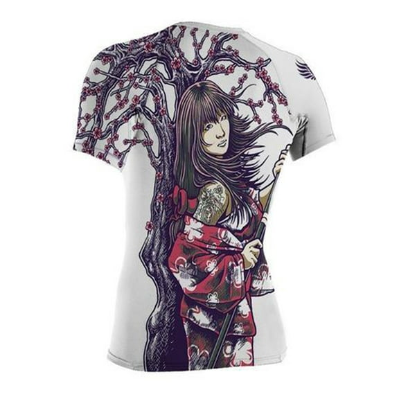Raven Fightwear Women's Sakura MMA BJJ Short Sleeve Rash Guard White