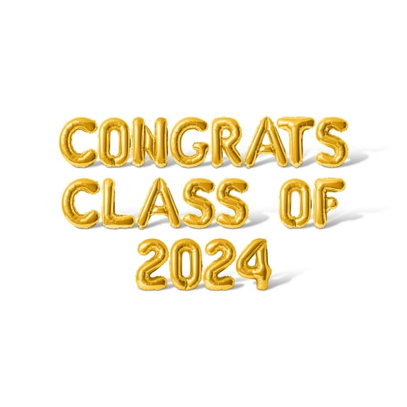 Letter Balloons - CONGRATS CLASS OF 2024 16" Inch Alphabet Letters Foil Mylar Balloon Graduation Day Party Banner (Gold)