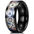 thumbnail image 2 of Wedding Rings for Men 8mm Black Tungsten Band w Blue Inlay Rose Gold Gears, 2 of 6