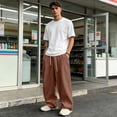 thumbnail image 2 of GrmtClth Mens relaxed daily lifestyle trousers wide leg flowy soft material casual loose pants outdoor vacation long distance travelling Coffee L, 2 of 7
