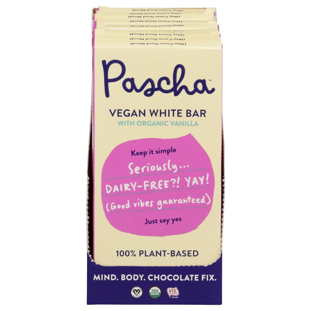 Pascha Organic Vegan White Chocolate Bar with Vanilla, 2.82 Ounce -- 10 per case.