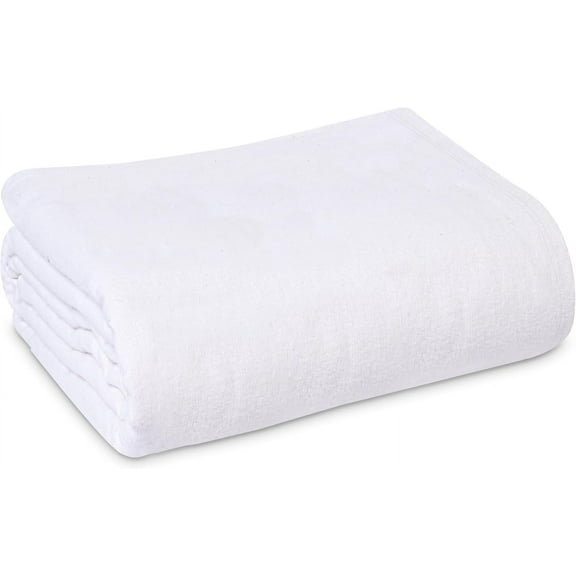 Linteum Textile Cotton Blended Hospital Patient Bath Blanket, Bed Bath Sheet, Queen Blanket Lightweight Sheet Blankets 90x90 in, 2.25 lb. White