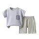 thumbnail image 1 of Odeerbi 2-10 Años Conjunto de Verano Para Niños Camiseta Corta de Algodón A Rayas Conjunto de Dos Piezas, 1 of 3