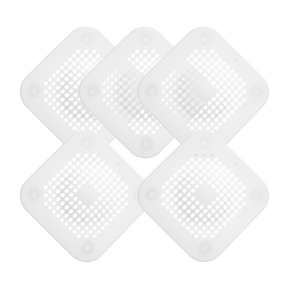 Uxcell 5packs Shower Drain Hair Catcher Round and Convex Drain Strainer for Shower, White
