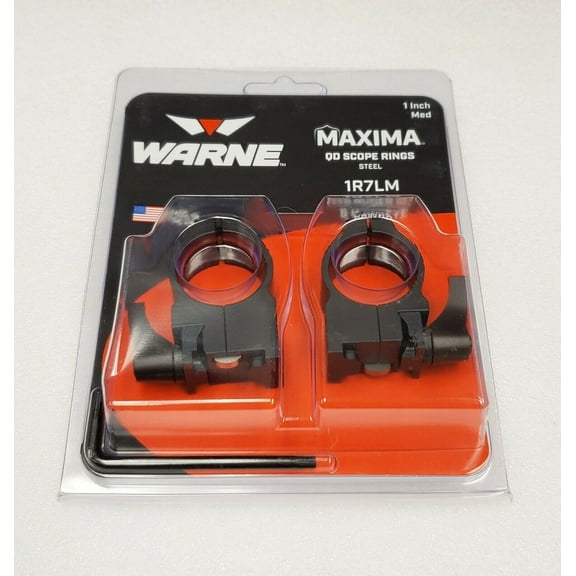 Warne Maxima Steel Rings, 1in, Ruger M77 & Hawkeye Grooved Receiver, QD, Medium - Matte
