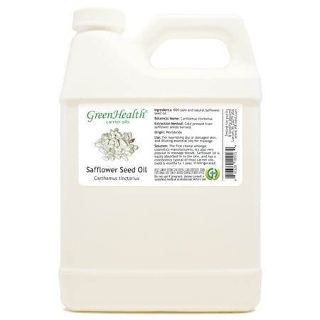 Safflower Seed Carrier Oil - 32 fl oz - White Plastic Jug w/ Cap - GreenHealth