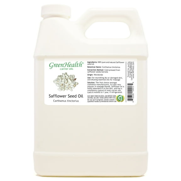 Safflower Seed Carrier Oil - 32 fl oz - White Plastic Jug w/ Cap - GreenHealth