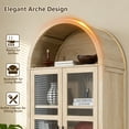 thumbnail image 6 of Leovanni 72" Tall Pantry Cabinet with Glass Doors Set of 2, Wood Kitchen Storage Cabinet with Adjustable Shelves and Anti-Tip Kit, Arched Display Cabinet for Dining Room, Living Room, Natural, 6 of 7