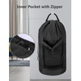 thumbnail image 4 of Dalykate Mochila Bolsa de lavandería con correas para los hombros y bolsillo de malla Bolsa para cesto de ropa de nailon duradero con cierre de cordón para la universidad, viajes, lavandería, apartame, 4 of 5