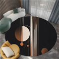 thumbnail image 3 of Round Rug Black 6ft Abstract Geometric Lines Area Indoor Circle Rug Round Washable Rug, Floor Mat Print Non Slip Carpet Kitchen Living Room Dining Room Playroom Decor, 3 of 7
