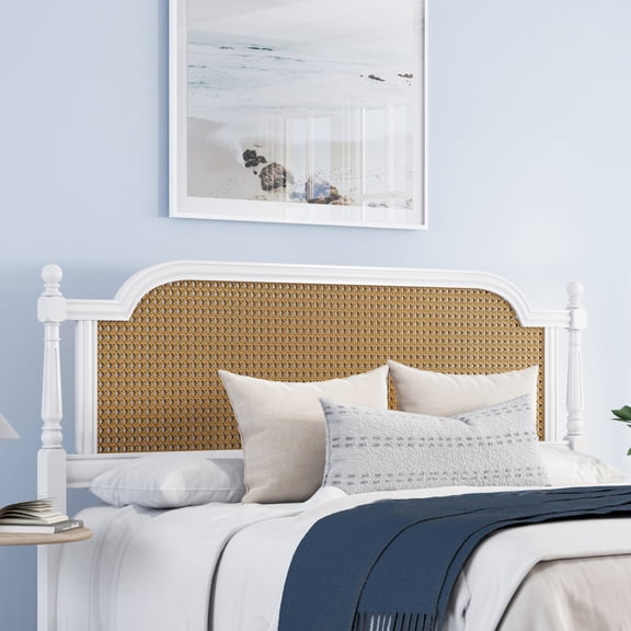 Hillsdale Furniture Melanie White Wood and Cane Headboard, Multiple Sizes
