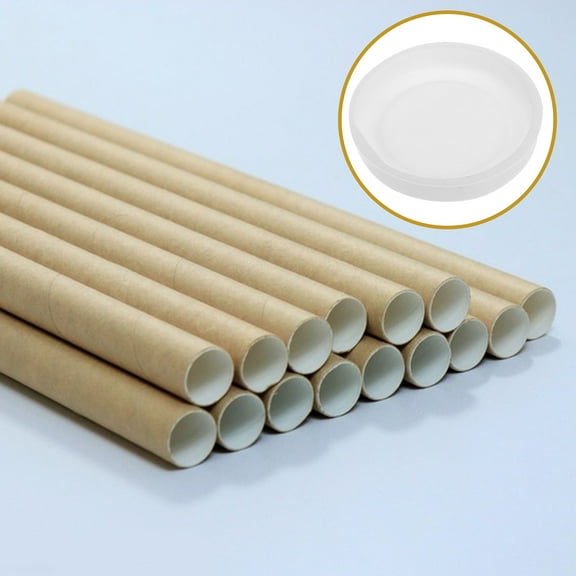 NICEXMAS Round Plastic Tubing Plug Kraft Shipping Tube Cap White 20Pcs 2.36In