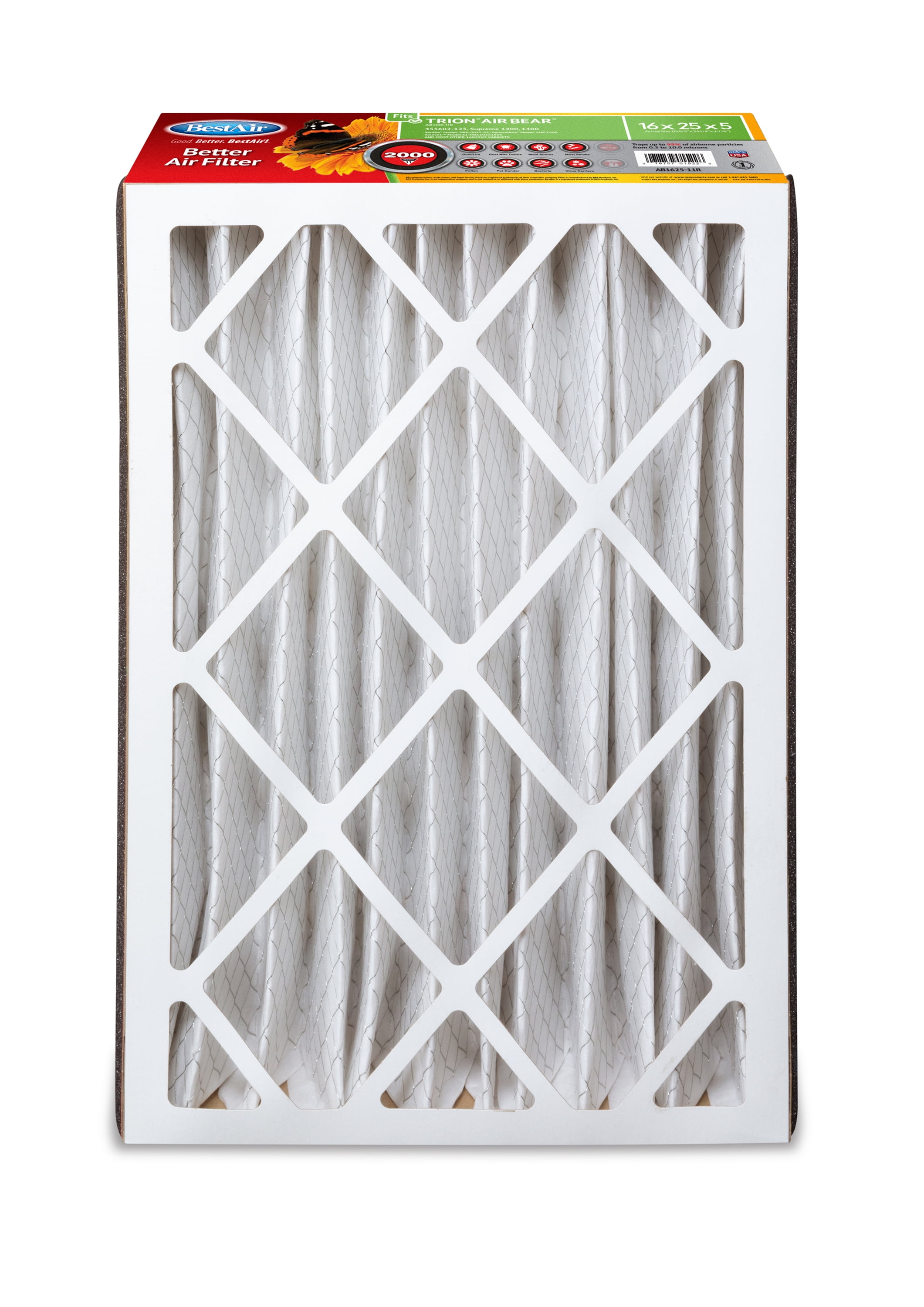 BestAir AB1625-11R Furnace Filter, Trion/AirBear 16x25x5 MERV 11