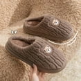 thumbnail image 6 of Women House Slippers Non-Slip Flat Heel Closed Toe Slip-on Slides Winter Casual Home Indoor Outdoor Plus Velvet Warm Slippers for Women Coffee 9, 6 of 6
