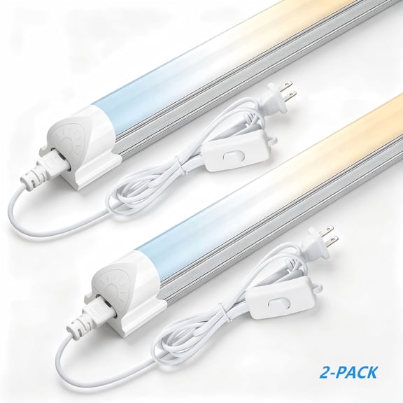 CNSUNWAY LED Shop Light 2FT, 20W 2400LM, 3 Color Changing 3500K/5000K/6500K, Linkable Integrated Shop Light 2-Pack