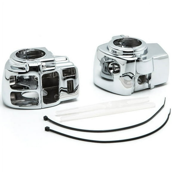 Krator Chrome Handlebar Switch Housings Control Cover Kit Compatible with 2002-2012 Harley Davidson Road King FLHRCI