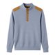 thumbnail image 4 of Ceisia Men's Loose Fit Long Sleeve Henley Shirts with Waffle Knit and Shoulder Color Block Patchwork, Stretch Blend Stand Collar Casual Tops Gifts, 4 of 5