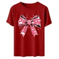 thumbnail image 6 of ICHUANYI Valentine's Prints Bow Shirt for Women Graphic Tees Short Sleeve Tee Top Round Neck Short Sleeved T-shirt Top, 6 of 6
