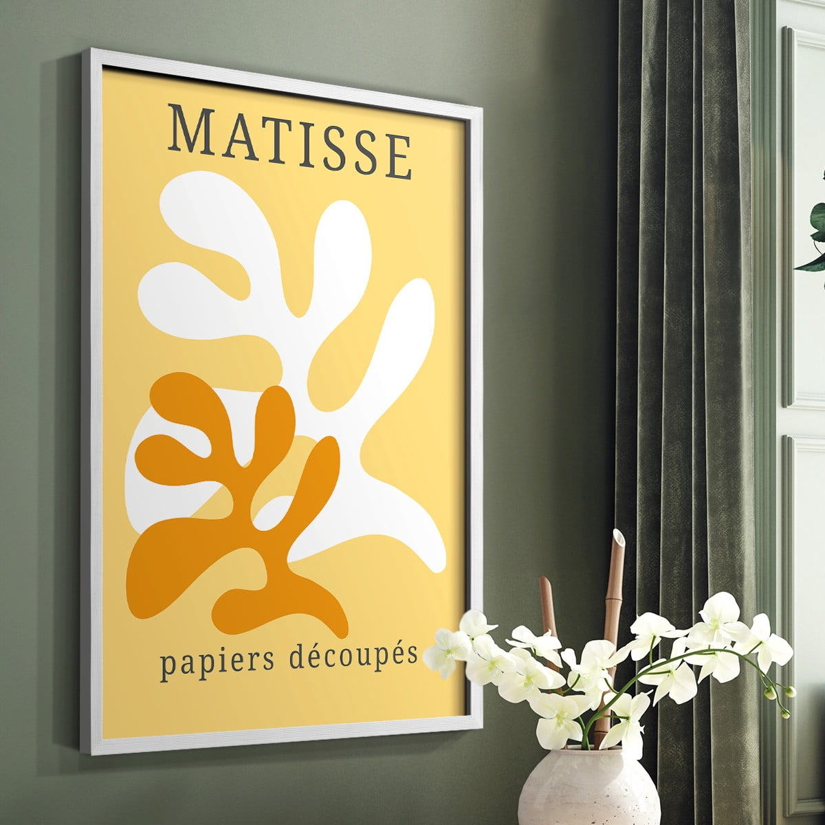 Matisse CCCLVII in White Solid Wood 11 x 14 Framed Print