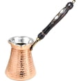 thumbnail image 3 of Hand  and Decorated Solid Thick Copper Coffee with Wooden Handle 11.2 ounce or Four demitasse (2.5 oz) cups capacity. (Type44, B/Medium), 3 of 6