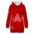 thumbnail image 3 of Robes de Fête de Noël pour Femmes Imprimé de Noël Manches Longues à Capuche avec Poche Robe Tunique Sweat-Shirt (Taille: S), 3 of 4