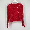 thumbnail image 4 of Victoria's Secret PINK Women Long Sleeve Gold Stars Cropped Top Tee Red Pepper L, 4 of 8