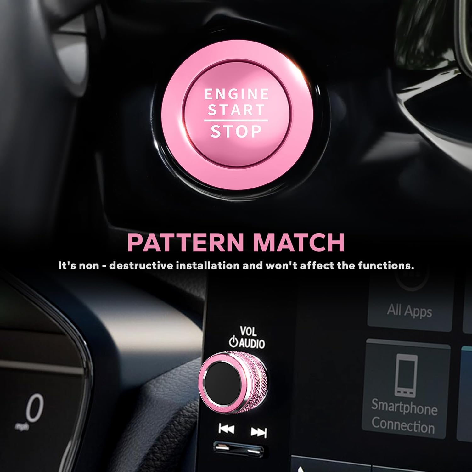chasenew for Honda Civic 2022-2026 Accessories, CRV 2023-2026 & Acura Ingetra 2023-2025 (Fit 9" Screen/ 1 Audio Knob), 10pcs Knob Cover Kit - Push Start, Audio, AC & Air Vent (Pink)