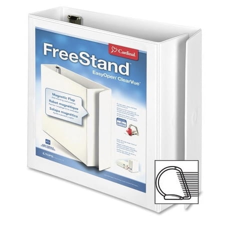 Cardinal FreeStand Easy Open Locking Slant-D Ring Binder, 3" Cap, 11 x 8 1/2, White