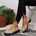 thumbnail image 6 of Zedker Platform Shoes Women Loafer Slip On-Suede Chunky Dress Loafers Casual Business Oxford for Work Beige 36, 6 of 10