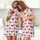 thumbnail image 4 of Fotbe Strawberry Bata de Dormir para Mujer con Estampado, Camisón de Algodón de Manga Corta, Ropa de Dormir Casual, 4 of 6