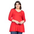 thumbnail image 4 of Plus Size Three Quarter Sleeve V Neck Tunic Top, 4 of 10