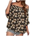 thumbnail image 1 of Moda mujer un hombro camisa 1/2 manga estampado Casual Tee Tops blusa Fridja ghk7300, 1 of 7