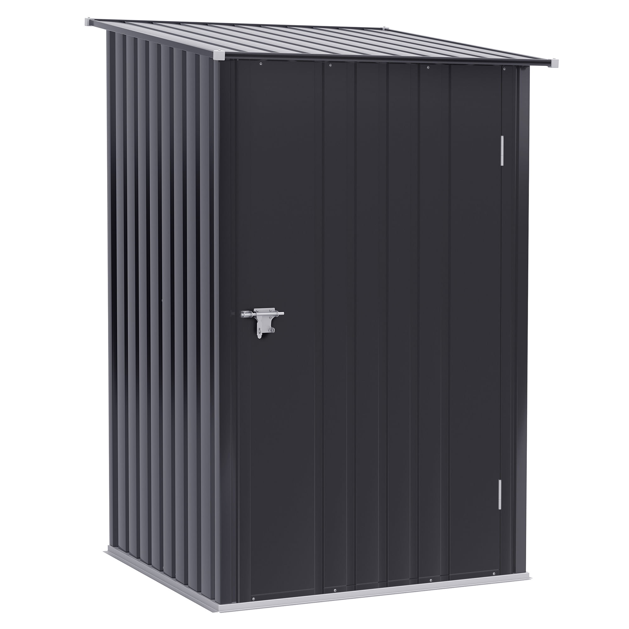 Outsunny 3.3' x 3.4' Metal Outdoor Storage Shed, Garden Utility Tool House with Double Lockable Doors for Backyard, Patio, Lawn, Garage, Dark Gray