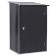thumbnail image 3 of Outsunny 3.3' x 3.4' Metal Outdoor Storage Shed, Garden Utility Tool House with Double Lockable Doors for Backyard, Patio, Lawn, Garage, Dark Gray, 3 of 10