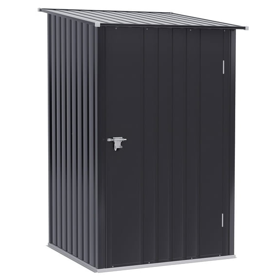 Outdoor Storage Shed Outsunny 3.3' x 3.4' Outdoor Storage Shed, Galvanized Metal Utility Garden Tool House, Lockable Door for Backyard, Bike, Patio, Garage, Lawn, Dark Gray,Small Storage Shed