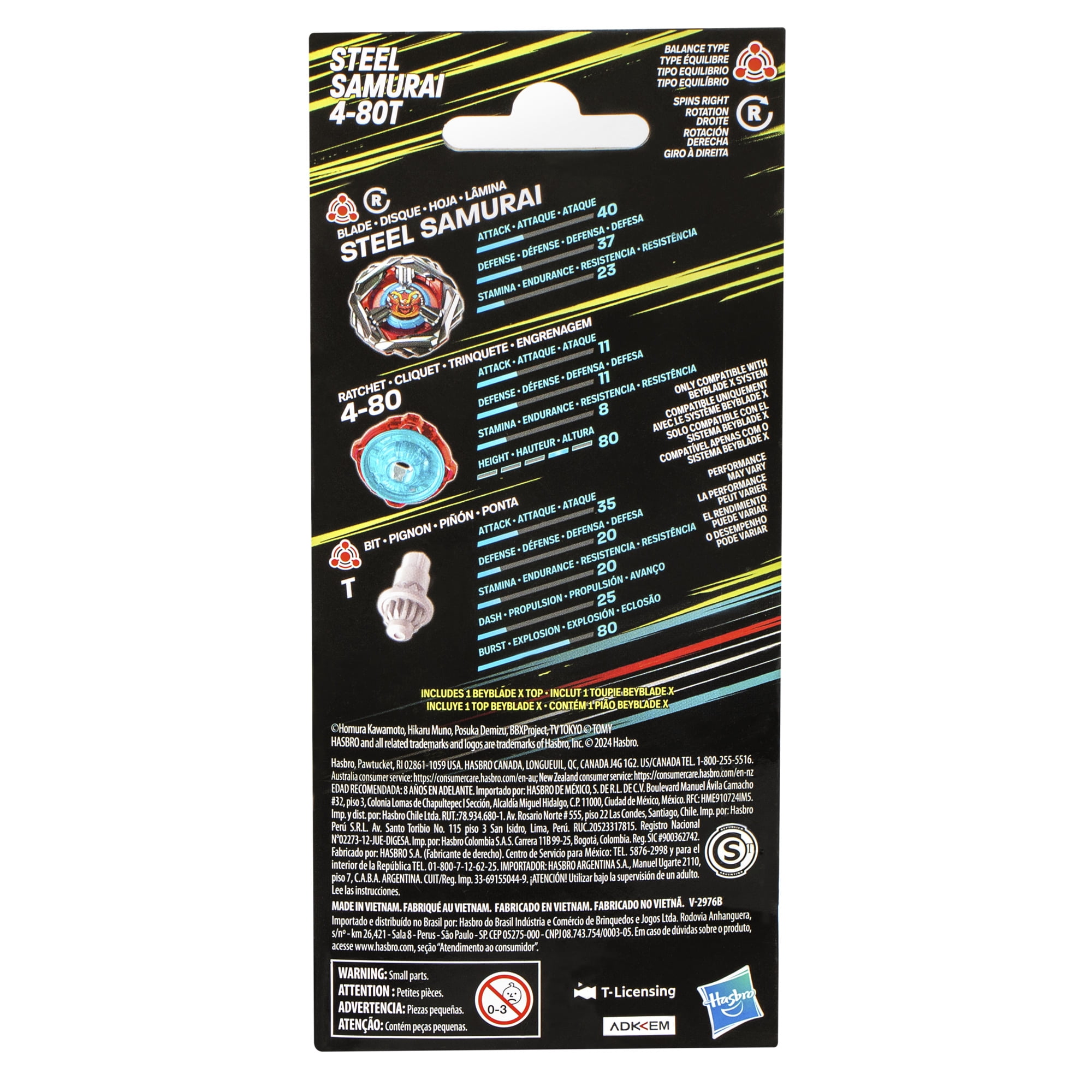 Beyblade X Steel Samurai 4-80T Booster Pack Set with Balance