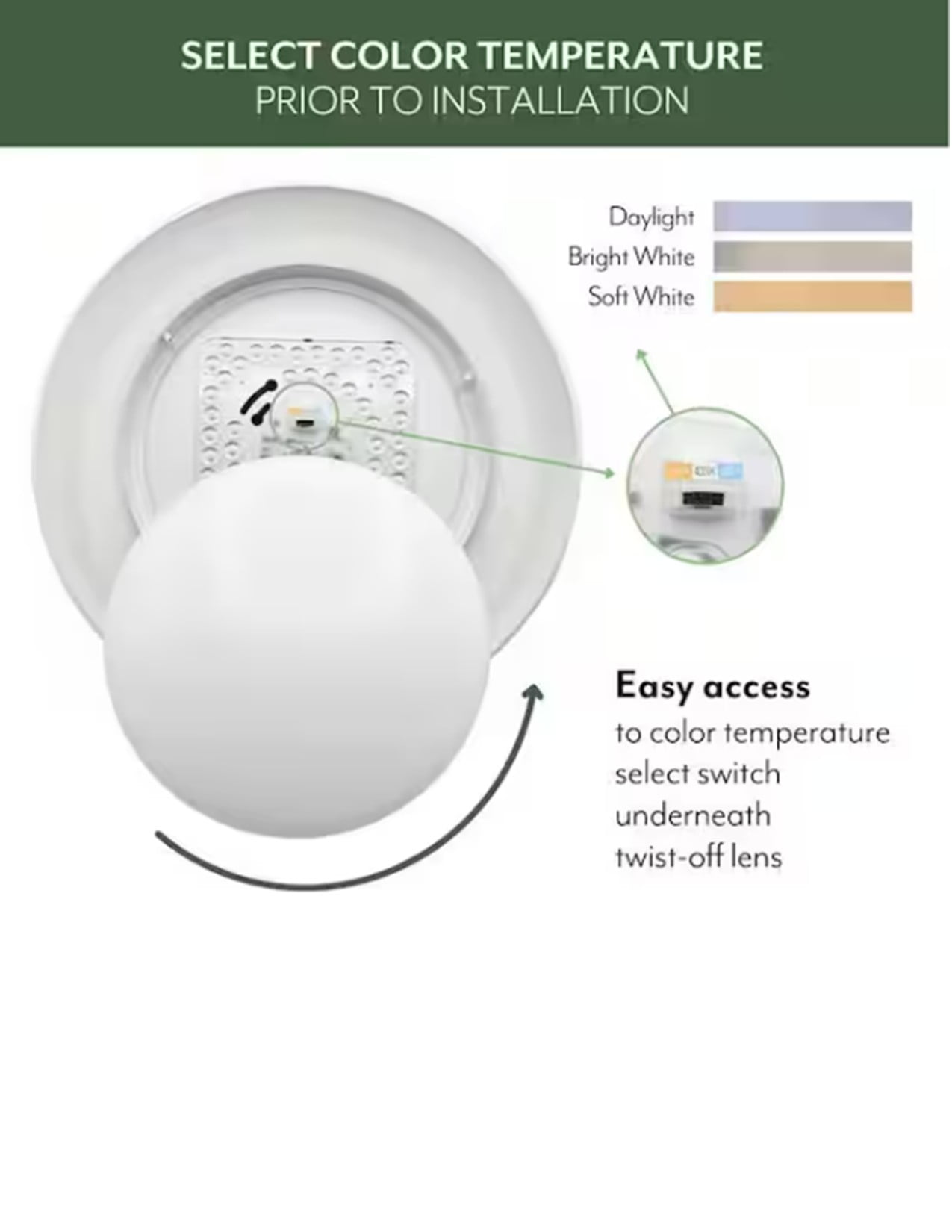 ETI 14in. Century White Modern Drum Shade Integrated LED Flush Mount Ceiling Light, 1600 Lumen, 3CCT Color Preference, C01171401A