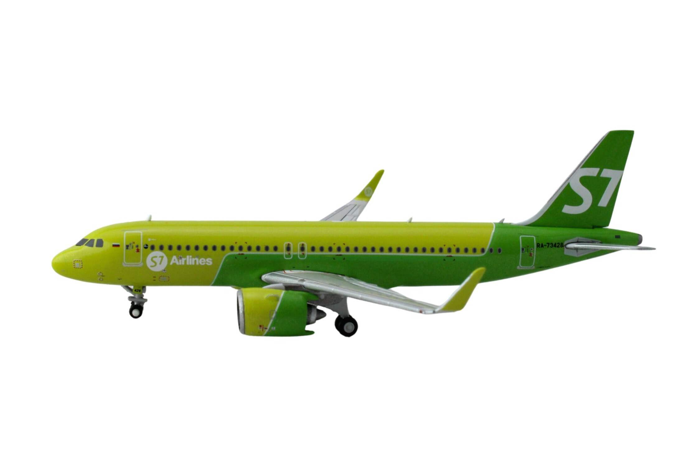 Airbus A320neo Commercial Aircraft "S7 Airlines" (RA-73428) Green Two-Tone 1/400 Diecast Model Airplane by GeminiJets