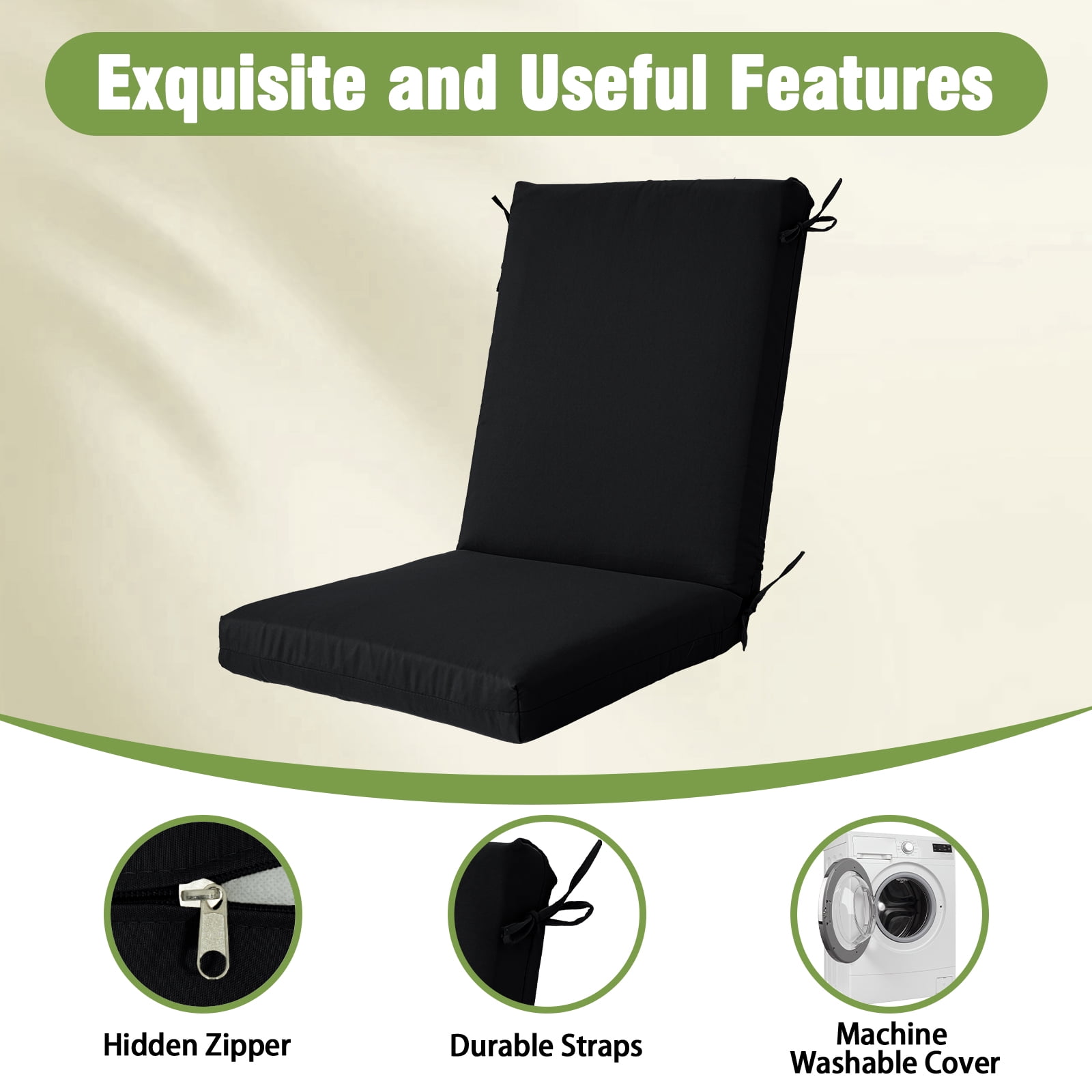 FKS LIFE Outdoor Seat Cushion Set, 20" x 22" x 4" Patio Furniture Chair Cushions Replacement for Sofa Couch 1 Set