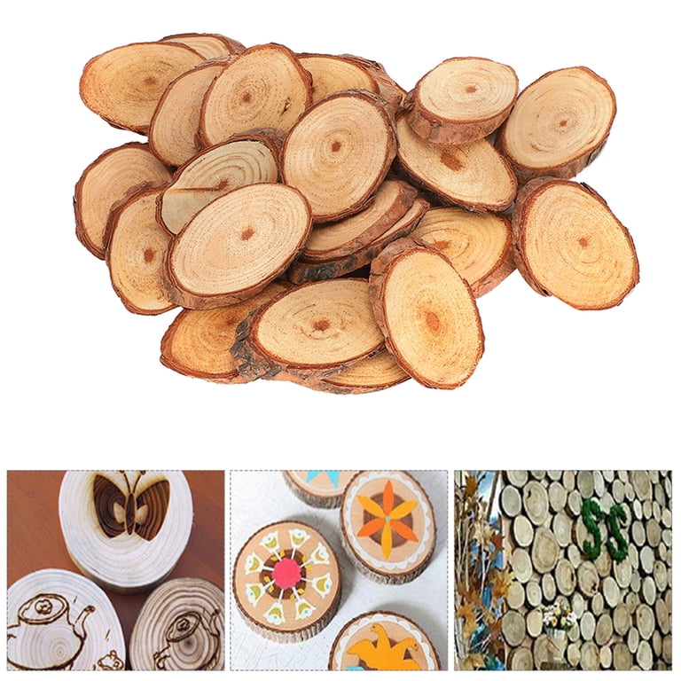 25Pcs Pine Wood Oval Slabs - 6x4cm Rustic Blanks For DIY Painting, Crafting & Wedding Decor 3 thumbnail image