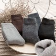 thumbnail image 2 of 5 pares de calcetines cálidos de invierno para hombre más calcetines de felpa de rizo engrosados ​​de lana polar para hombre tubo medio superior alto otoño e invierno color sólido negocios (talla únic, 2 of 5