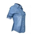 thumbnail image 4 of Fashion Womens Long Sleeve Denim Blouse Office lady T Shirt Lapel Slim Tops, 4 of 4