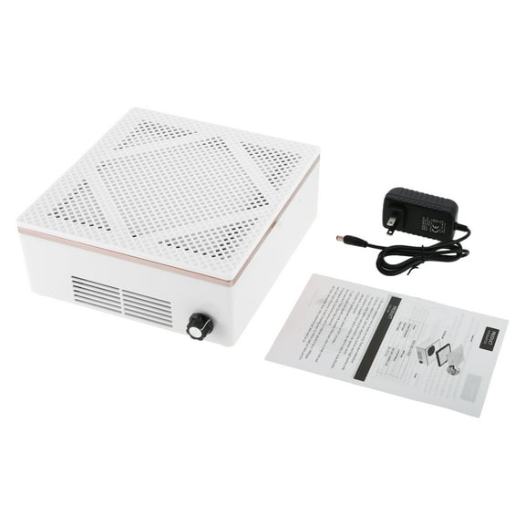 Unique Bargains Nail Dust Collector 60W Nail Vacuum Dust Collector Low Noise Nail Fan Dust Collector Nail Tech White
