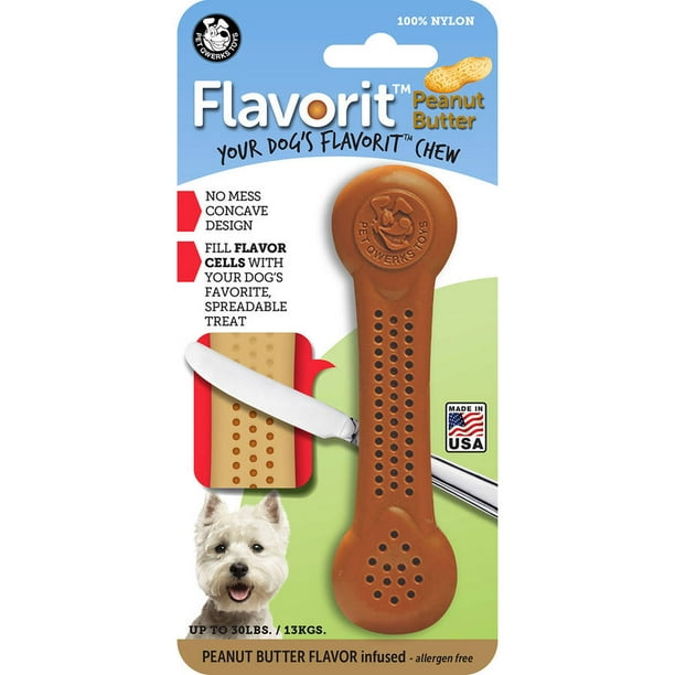 Pet Qwerks Flavorit Nylon Dog Bone Chew Toy, Peanut Butter Flavor