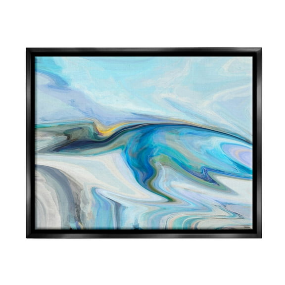 Fluid Blue Contemporary Composition Abstract Graphic Art Jet Black Framed Art Print Wall Art