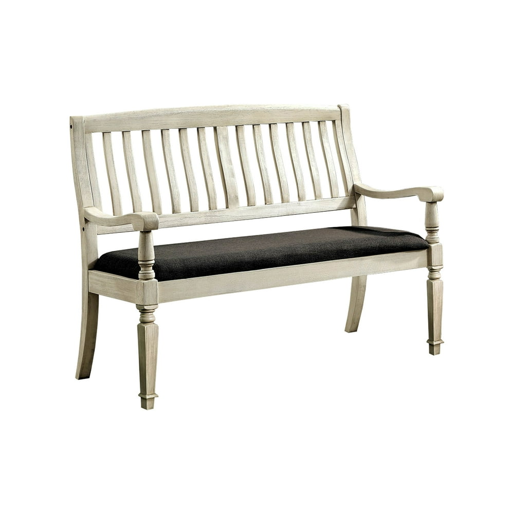 Benzara Vintage Rustic Style Wooden Loveseat Bench With Padded Seat