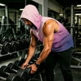 thumbnail image 4 of Gradient Muscle Shirt For Men, Sleeveless Pullover Hoodie Vest with Kangaroo Pocket - Quick Dry Bodybuilding Stringer for Summer Gym & Outdoor Training Purple XXXXXL, 4 of 7