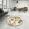 thumbnail image 4 of Ahgly Company Machine Washable Indoor Round Abstract Wheat Beige Area Rugs, 5' Round, 4 of 7